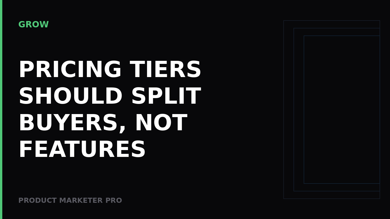 Pricing tiers should split buyers, not features