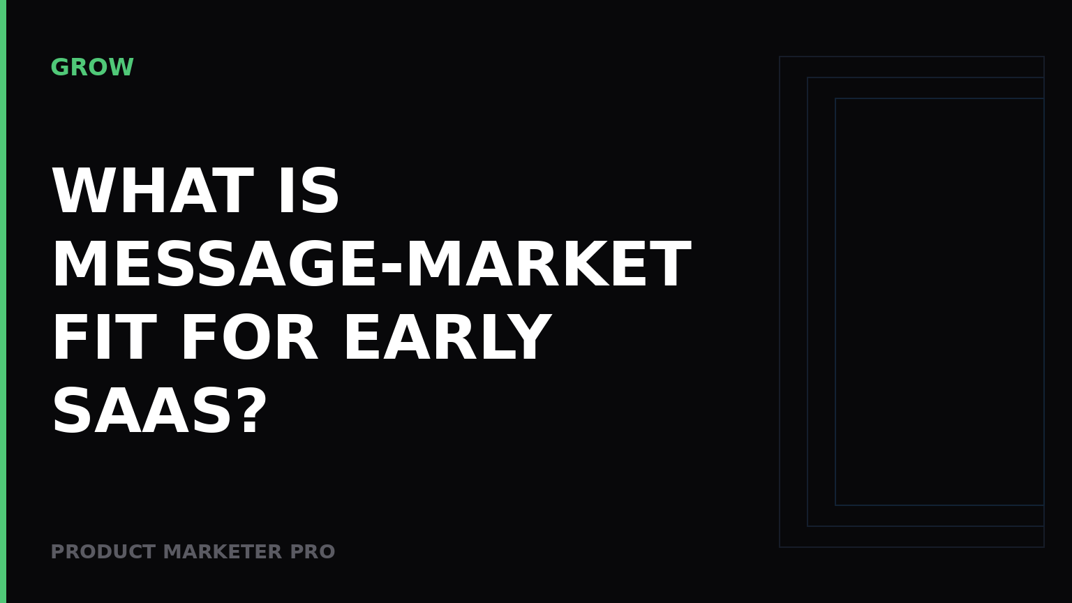 What is message-market fit for early SaaS?