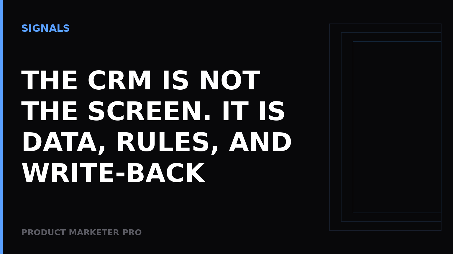 The CRM is not the screen. It is data, rules, and write-back