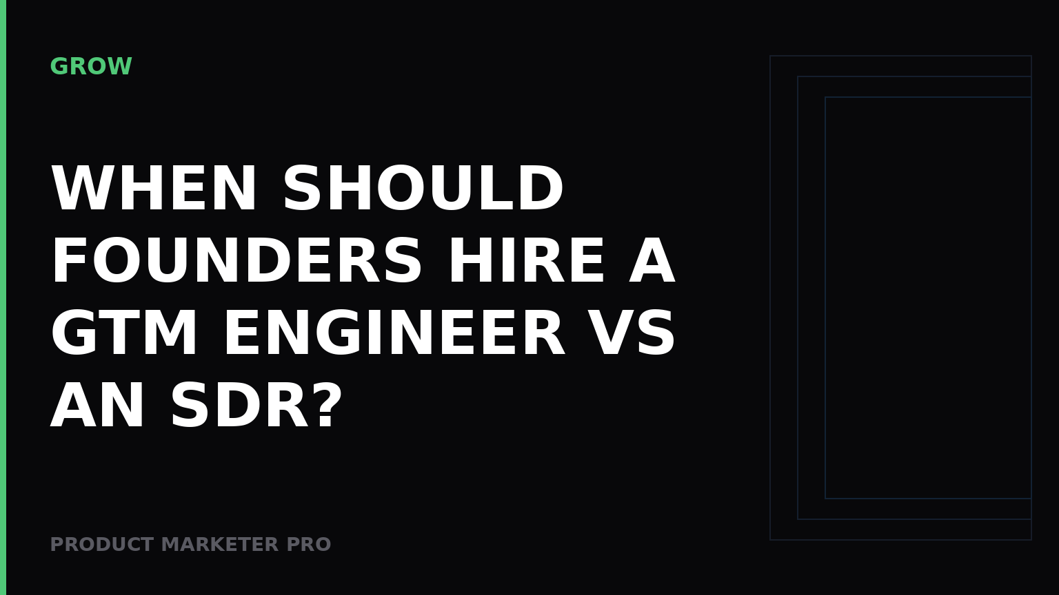 When should founders hire a GTM engineer vs an SDR?